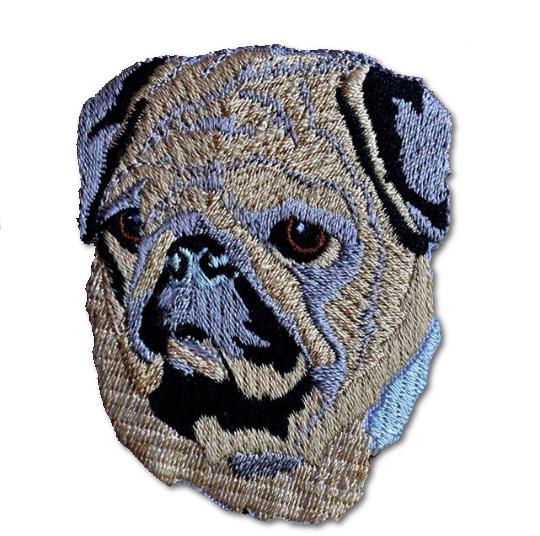  Pug Face Embroidered Iron On Patch