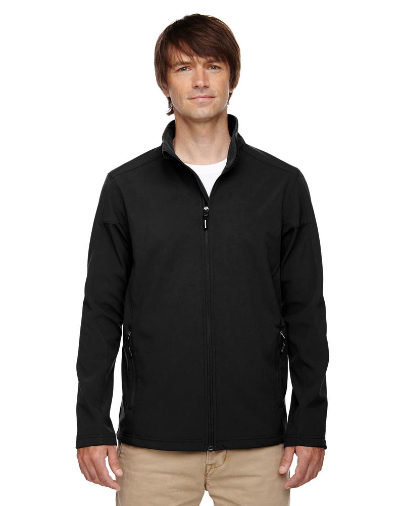 Core365 Men's Cruise Two-Layer Fleece Bonded Soft Shell Jacket BLACK