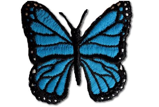Butterfly Embroidered Iron On Patch BLUE