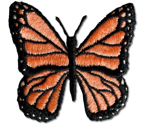 Butterfly Embroidered Iron On Patch CORAL