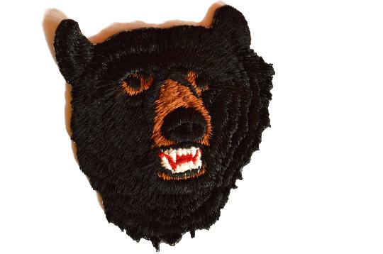  Black Bear Head Embroidered Iron On Patch
