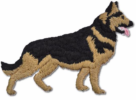 German Shepard Embroidered Iron On Patch BLACK