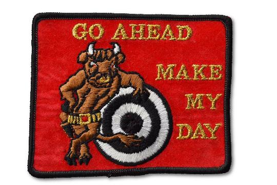 Make My Day Embroidered Iron On Patch RED