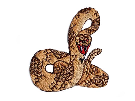 Rattlesnake Embroidered Iron On Emblem TAN