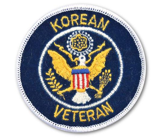 Korean War Veteran Embroidered Iron On Patch WHITE