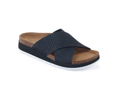 Aetrex Women's Dawn Cross Strap Slide Sandal - Black