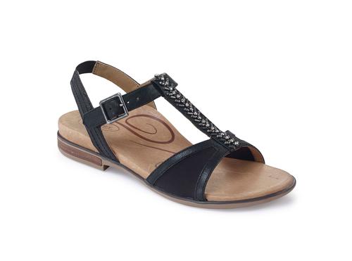 Aetrex Women's Leanna T-Strap Sandal in Black