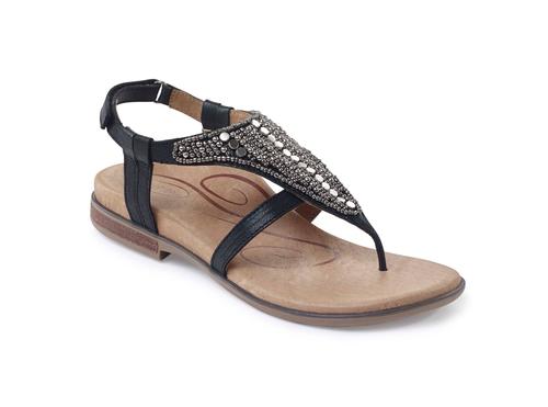 Aetrex Women's Sheila Sling Back Thong Sandal in Black