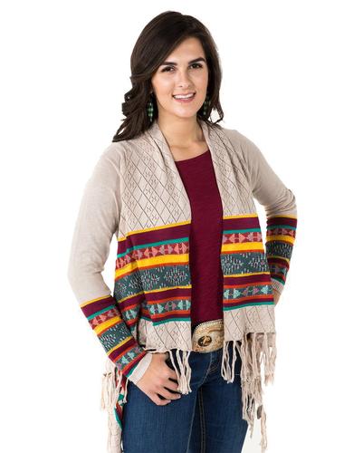 Noble Outfitters Women's Frontier Fringe Cardigan