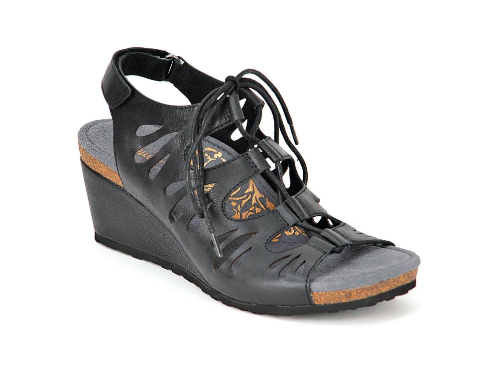 black ghillie tie block heel sandals
