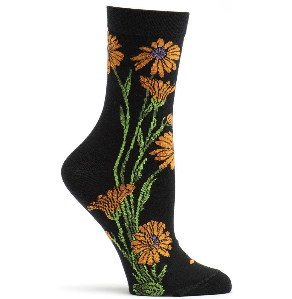 Ozone Women's Marigold Apothecary Floral Sock BLACK