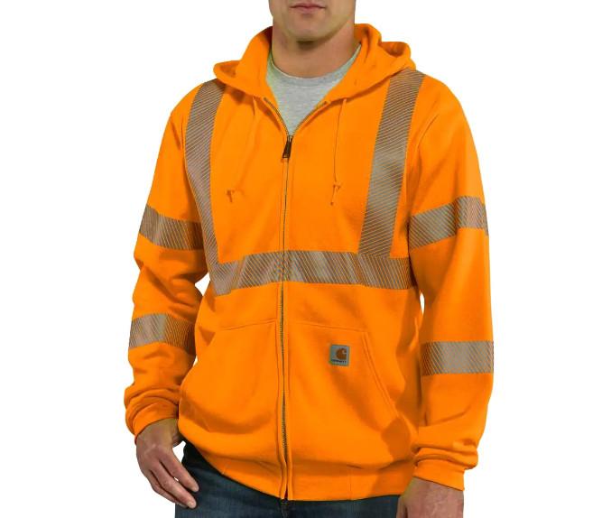 Carhartt Men's High-Visibility Zip-Front Class 3 Sweatshirt BRITE_ORANGE