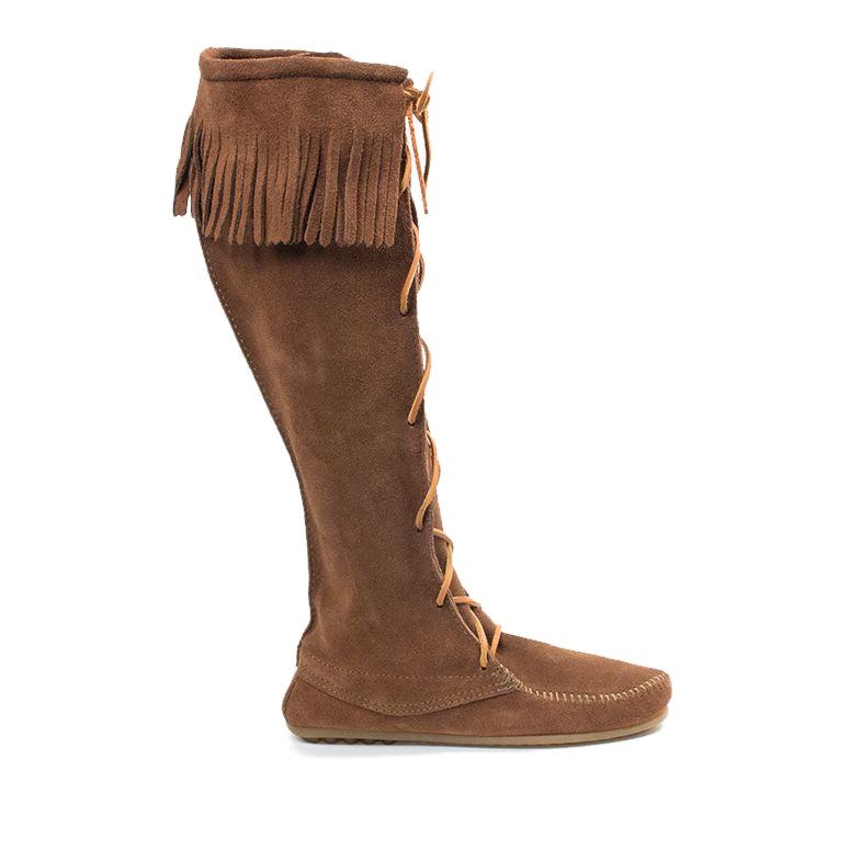knee high lace up moccasin boots