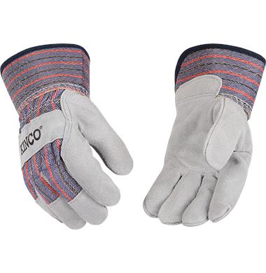 Kinco Kid's Suede Cowhide Palm Gloves With Safety Cuff