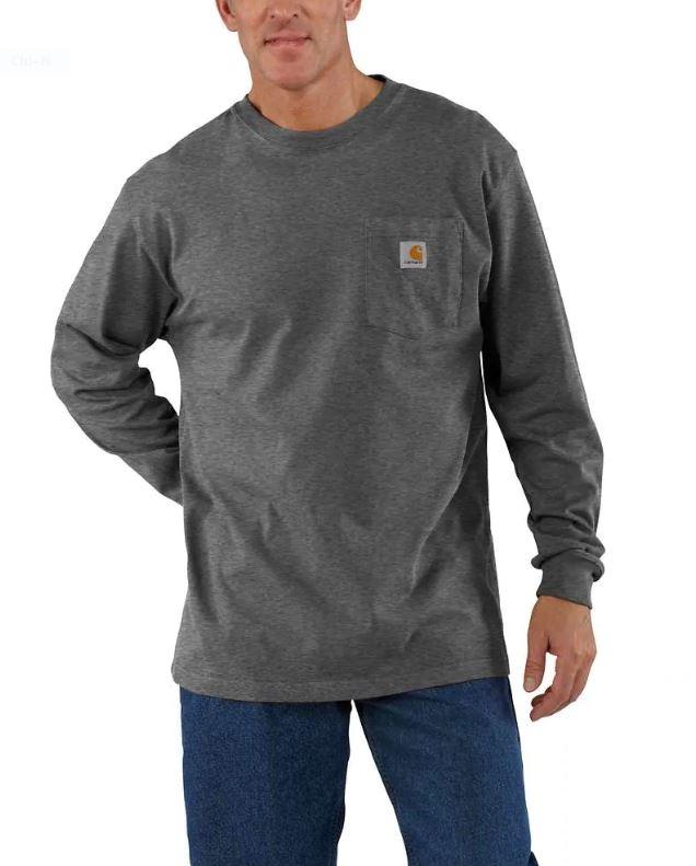 Carhartt Men's Workwear Long-Sleeve Pocket T-Shirt CARBON_HEATHER