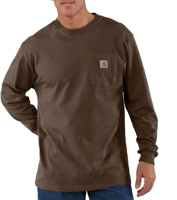 Carhartt Men's Workwear Long-Sleeve Pocket T-Shirt DARK_BROWN