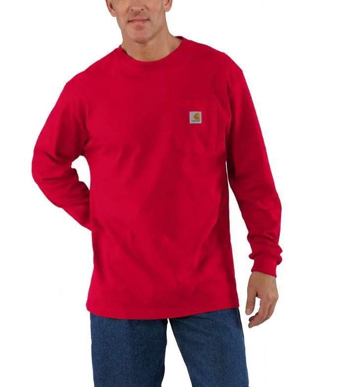 Carhartt Men's Workwear Long-Sleeve Pocket T-Shirt RED