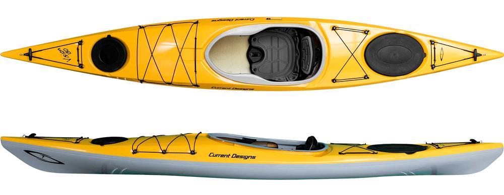 Current Designs Vision 130 Hybrid Kayak with Skeg YELLOW/GREY