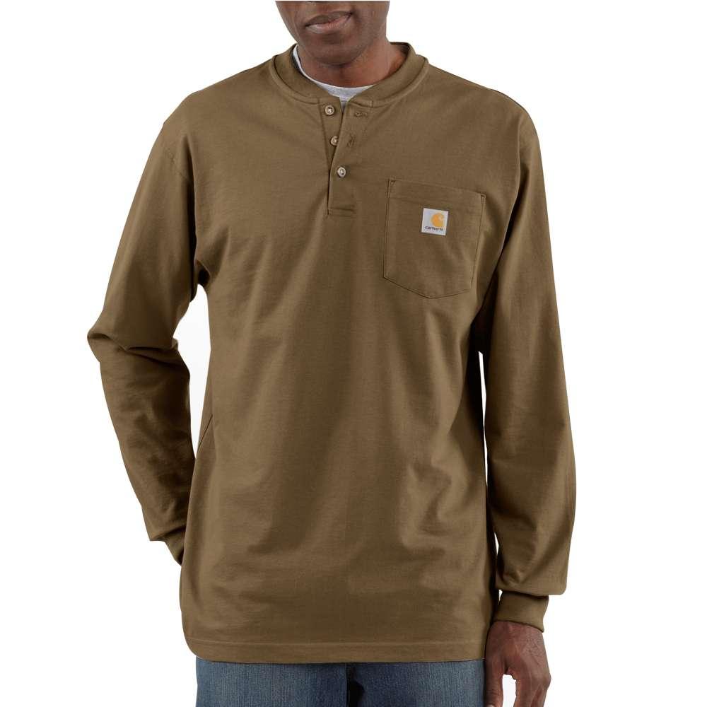 Carhartt Men's Workwear Long Sleeve Henley T Shirt BROWN_BOOT