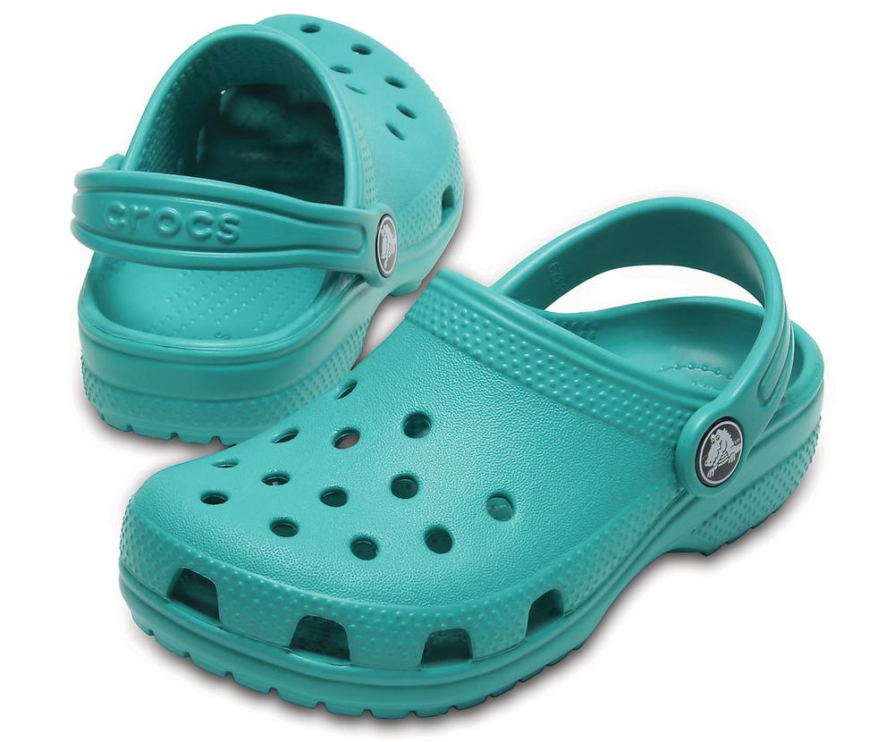 turquoise kids crocs