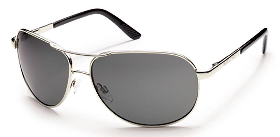  Suncloud Optics Aviator Sunglasses Silver With Polar Grey Lens