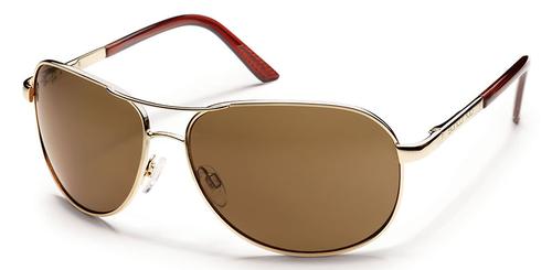 Suncloud Optics Aviator Sunglasses Gold with Polar Brown Lenses