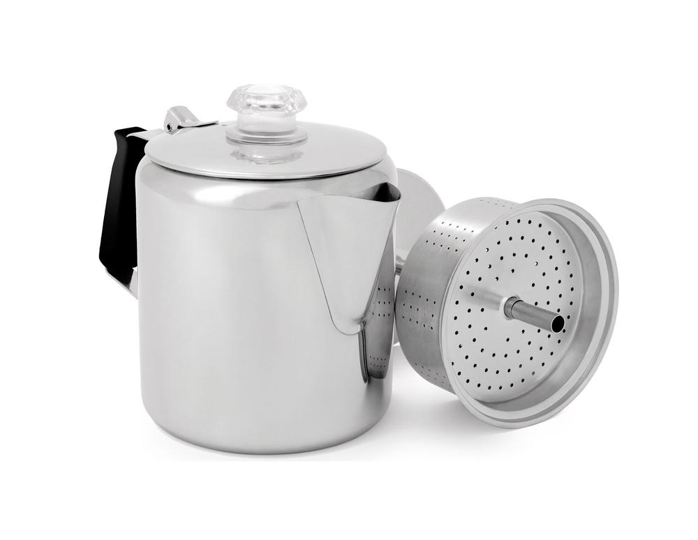  Gsi Outdoors Glacier Stainless 6 Cup Percolator With Silicone Handle