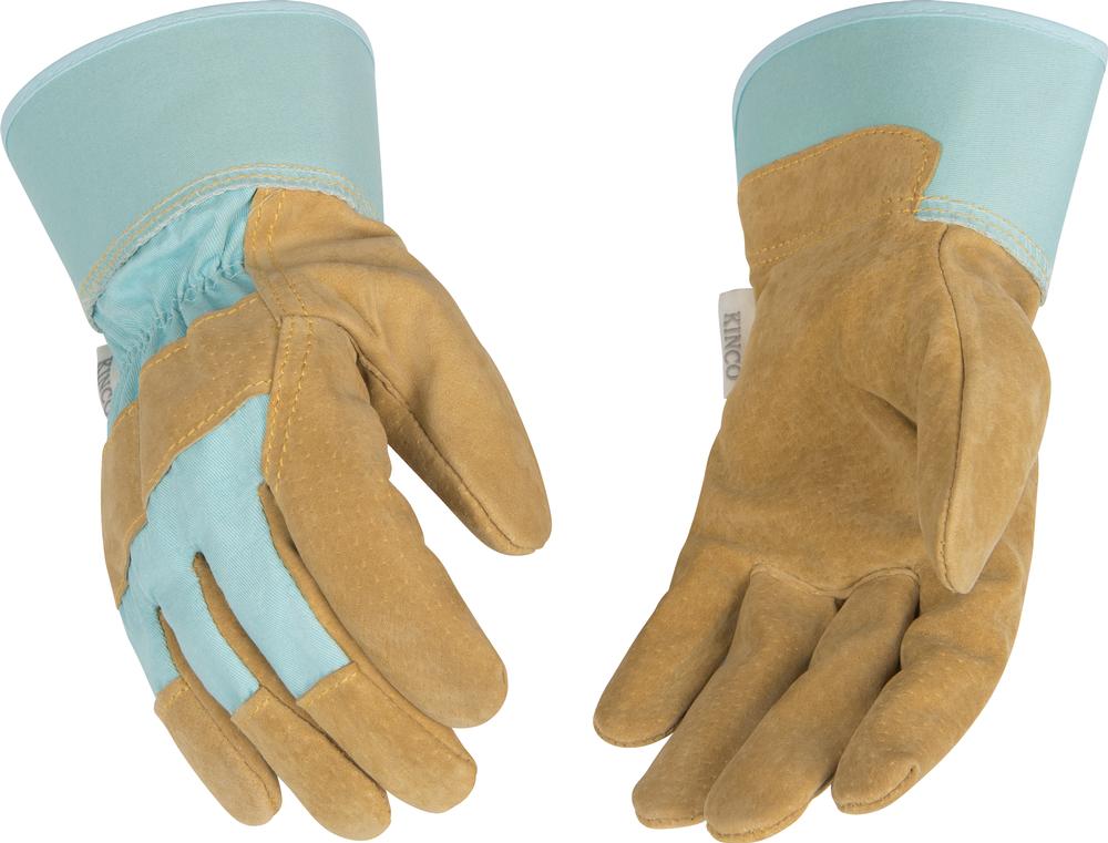 Kinco Women's Suede Pigskin Palm with Safety Cuff TEAL