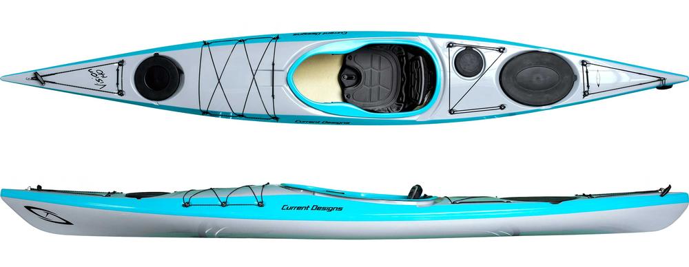 Current Designs Vision 140 Hybrid Kayak with Skeg GREY/CARIBBEAN