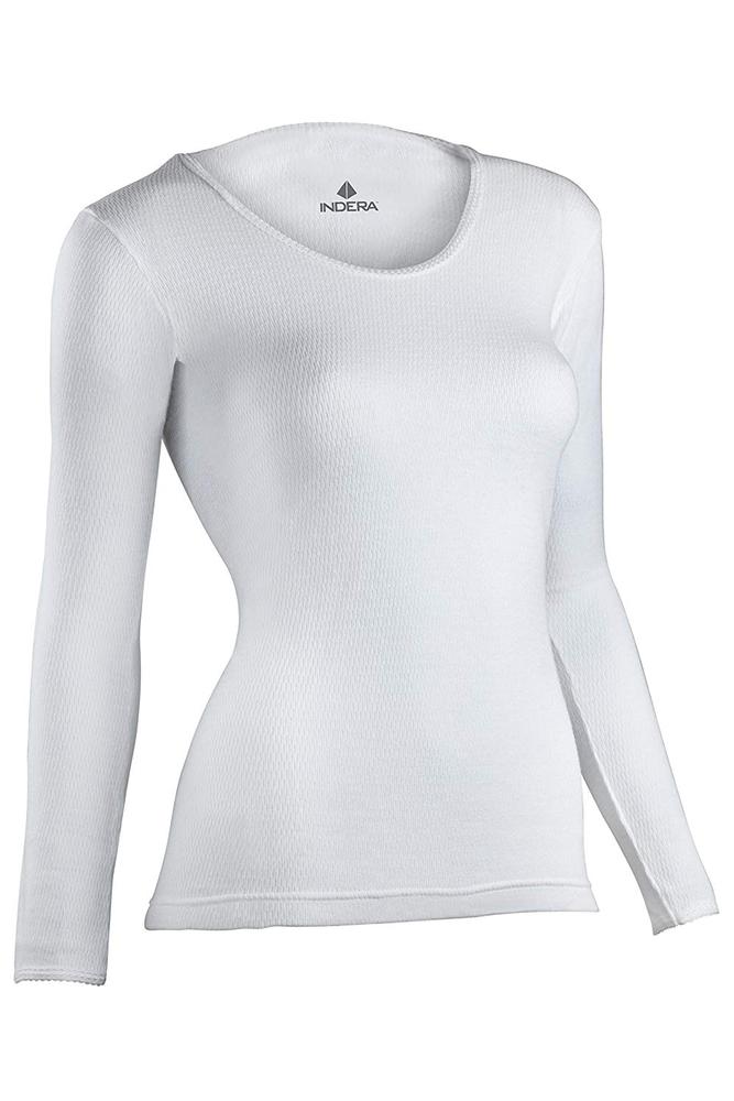 Indera Mills Women's Combed Cotton Knit Thermal Top WHITE