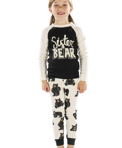 Lazy One Girls' Sister Bear Long Sleeve Pajama Set