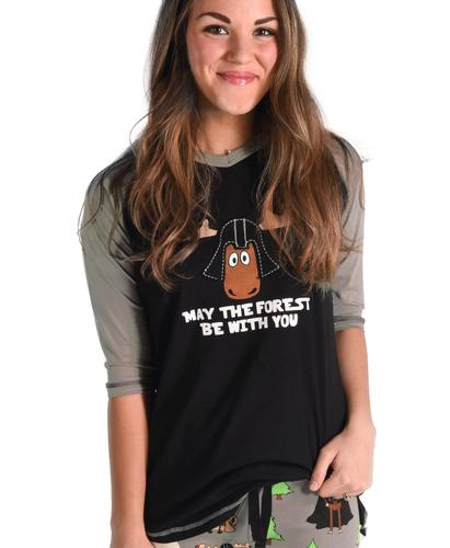 Lazy One Women's May The Forest Be With You Pajama Shirt
