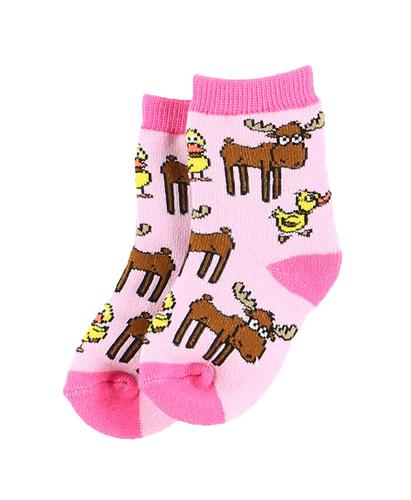 Lazy One Infants' Duck Duck Moose Pink Socks