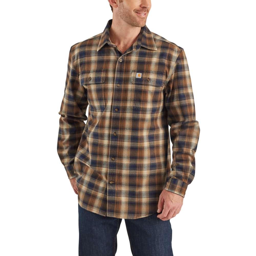 Carhartt Men's Hubbard Plaid Flannel Shirt NAVY