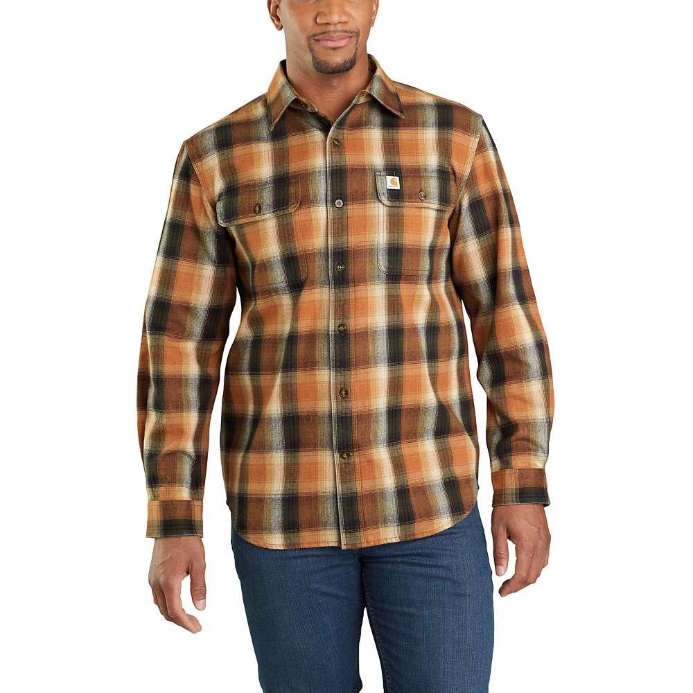 Carhartt Men's Hubbard Plaid Flannel Shirt UMBER