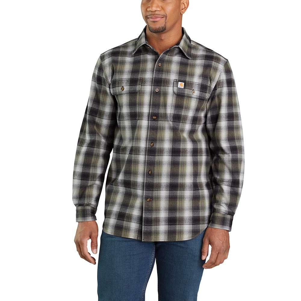 Carhartt Men's Hubbard Plaid Flannel Shirt Big and Tall BLACK