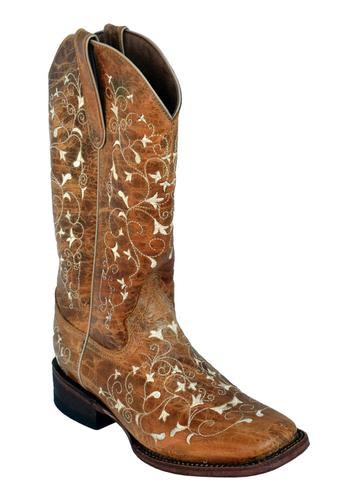 Ferrini Women's Honeysuckle Antique Saddle Square Toe Boot