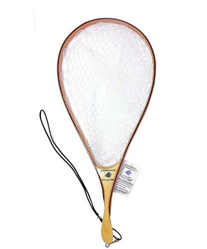 Creative Angler Fly Fishing Net with Rubber Basket and Wooden Handle