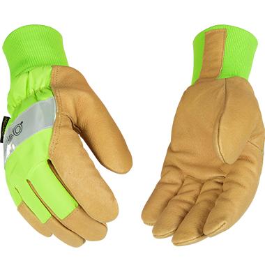  Kinco Hydroflector Lined Hi- Vis Green Waterproof Pigskin Glove With Knit Wrist