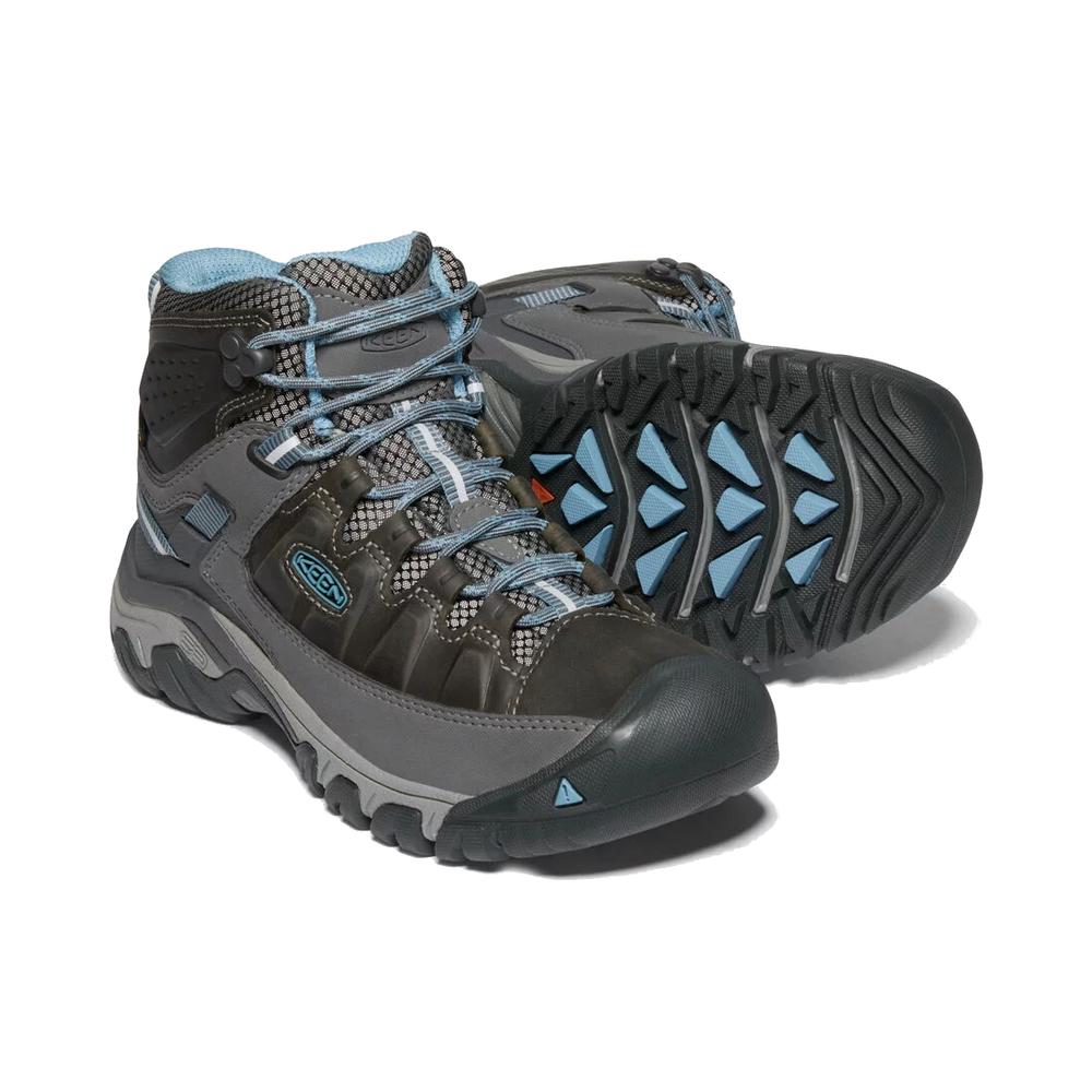  Keen Women's Targhee 3 Mid Waterproof Hiking Boot In Magnet And Atlantic Blue