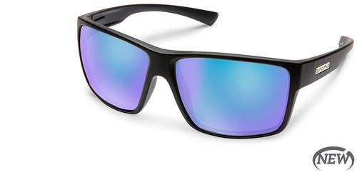 Suncloud Optics Hawthorne Sunglasses Matte Black Frames with Blue Lenses