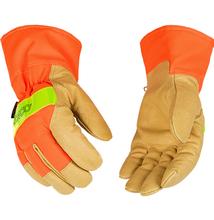 Kinco Lined Hi Vis Orange Grain Pigskin Palm Glove with Safety Cuff SAFETY_ORANGE