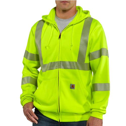 Carhartt Men's Hi Vis Class 3 Zip Front Sweatshirt Tall Sizes