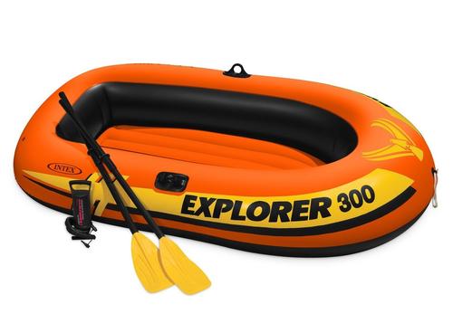 Intex Explorer 300 Inflatable Row Boat Set with Oars and Pump
