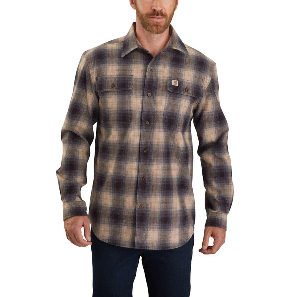 Carhartt Men's Original Fit Long Sleeve Flannel Plaid Shirt Big & Tall BLACK