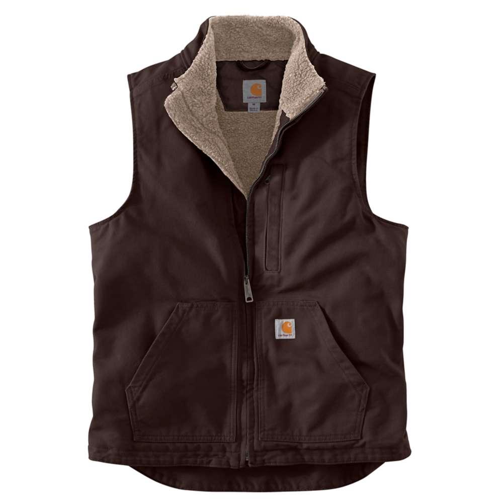 Carhartt Men's Sherpa Lined Mock Neck Vest Big and Tall Sizes DARK_BROWN