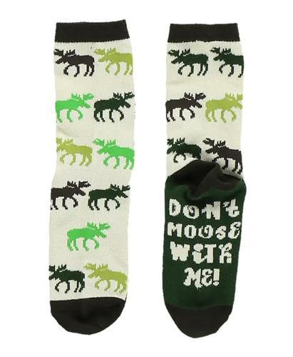 Lazy One Kid's Don't Moose with Me Green Socks
