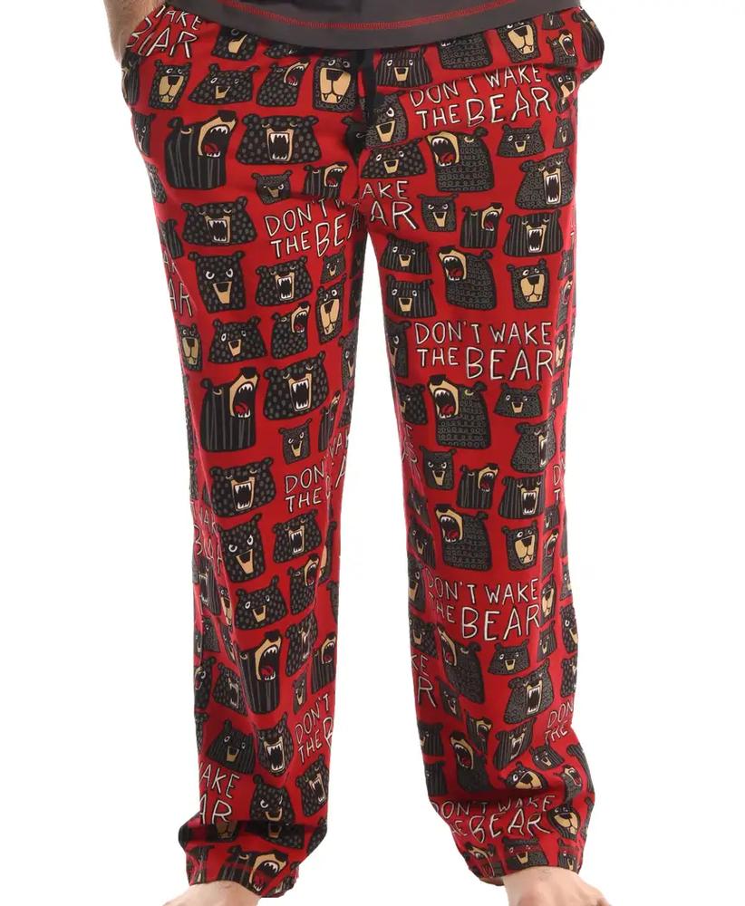 Lazy One Men's Don't Wake the Bear Pajama Pants RED