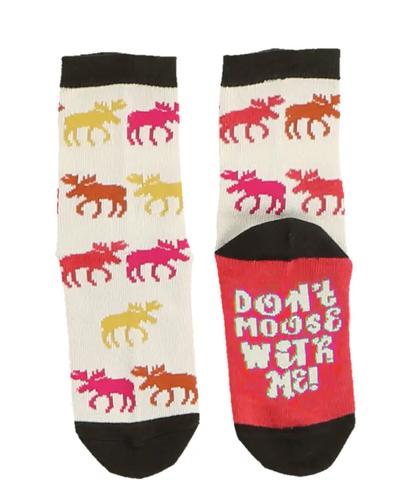 Lazy One Kids' Don't Moose with Me Pink Socks