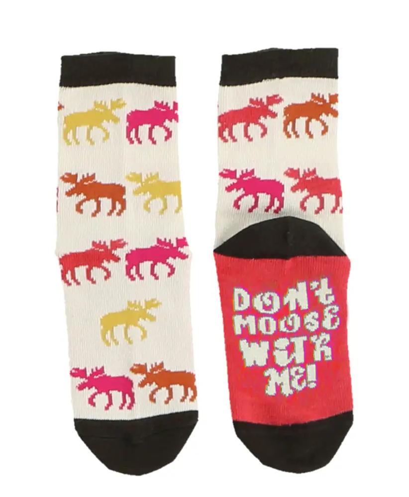 Lazy One Kids' Don't Moose with Me Pink Socks PINK